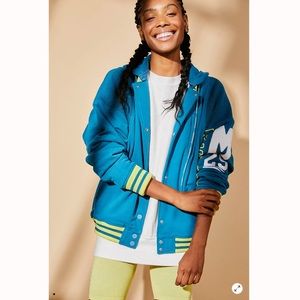 NWT Free People Post Up Graphic Varsity Jacket